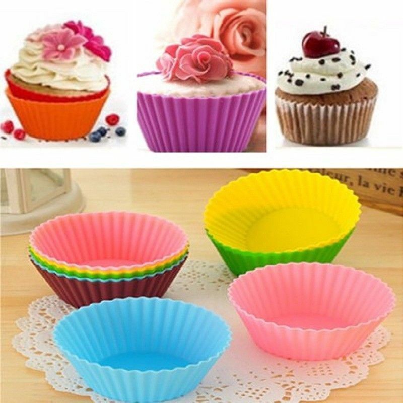 12pcs Cetakan Cupcake / Muffin / Cokelat / Dessert Bahan Silikon Warna Acak