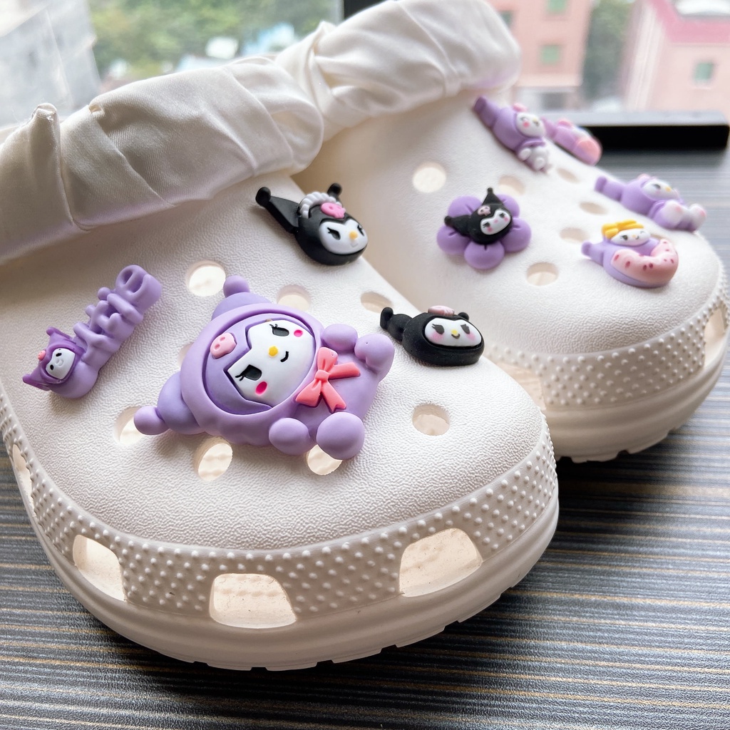 @shinydiy 9pcs My Melody Kuromi Crocs Jibbitz Shoes Charm Sandal Aksesoris Sepatu Hias【asesoris wanita｜crocs jibbitz】