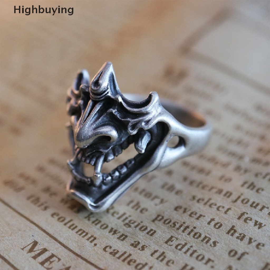 Hbid Trendy Kreatif Setan Samurai Cincin Untuk Pria Gaya Gothic Punk Terbuka Cincin Perhiasan Glory