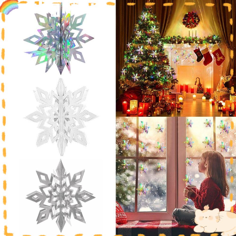 Solighter 15PCS 3D Buatan Snowflake Rumah Gantung Navidad Ornamen Salju Palsu Dekorasi