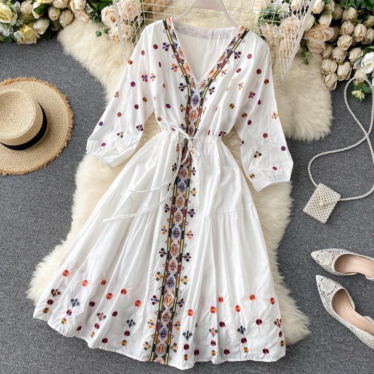 HARGA TERMURAH TUNIK CANTIK BORIA TUNIK/MIDI DRESS WANITA/DRESS PENDEK BORDIR/DRESS SELUTUT FASHION 