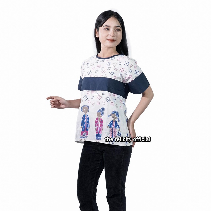 Blouse Batik Wanita Modern Simple Cute Atasan Lengan Pendek bocil