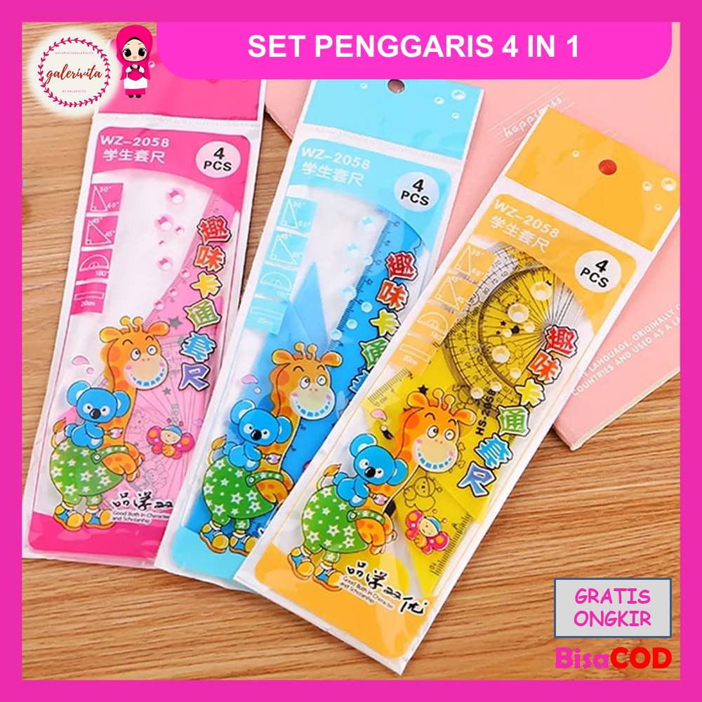 

Set Penggaris Plastik 4 In 1 Alat Tulis Sekolah