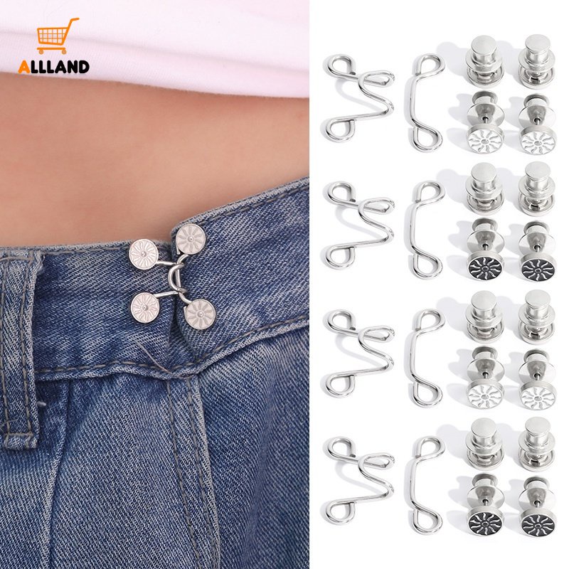 Adjustable Sunflower Nail-free Waist Buckle/DIY Celana Jeans Metal Extender Button/Alat Jahit Pakaian Yang Dapat Dilepas