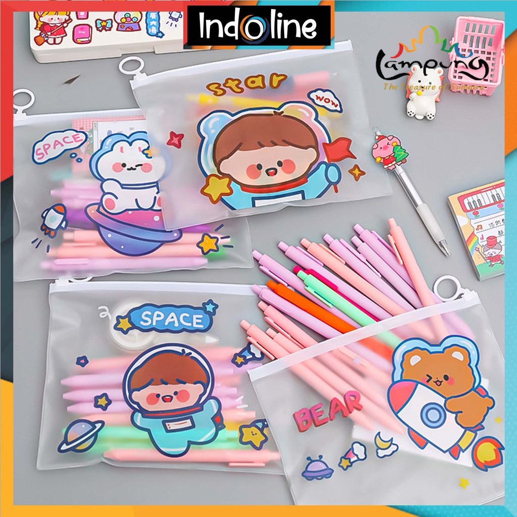 

✔️ Zipper Bag Cartoon Pouch Tempat Pensil Tas Pouch Kosmetik Transparan Pencil Motif Serbaguna Import COD