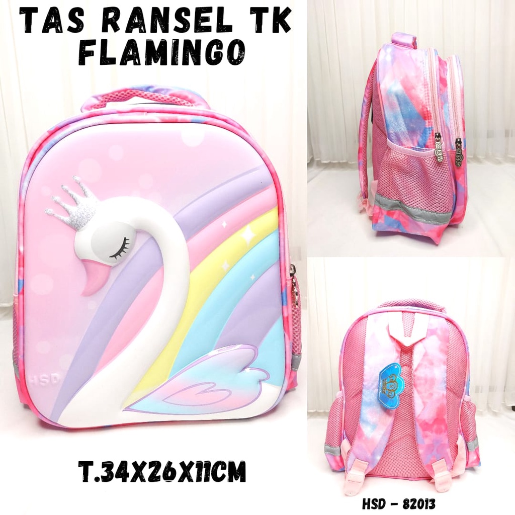 Tas Ransel Sekolah Anak Perempuan TK Unicorn &amp; Frozen &amp; Flaminggo Timbul