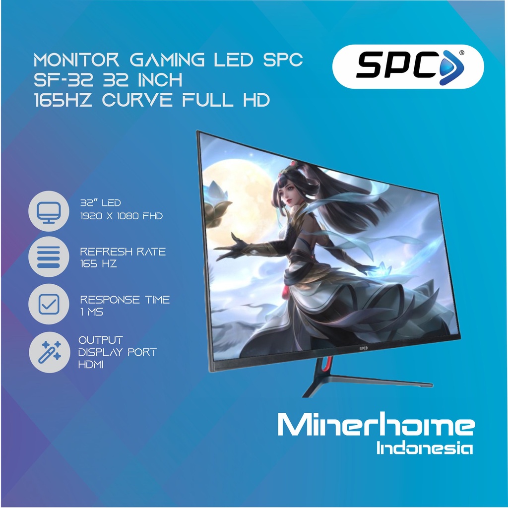 Monitor Gaming LED SPC SF-32 32 inch 165Hz Curve Full HD