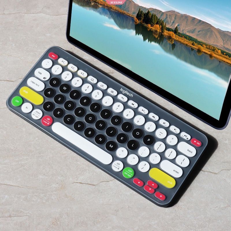 K380 Cover Keyboard Untuk Logitech K380 Untuk Logi Wireless Silikon Pelindung Kulit Case Film TPU Shell Inggris Bening Hitam [ZXL]