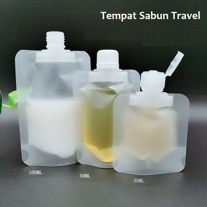 Botol Refill Sabun Pouch Sabun Tempat Sabun Travel Serbaguna Ukuran 30ml