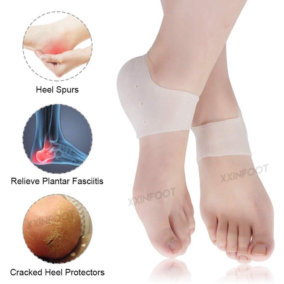 Gel Heel Protectors Bernapas Silicone Heel Cushion Cups Tumit Memacu Relief Lengan Kaki untuk Sakit Tumit