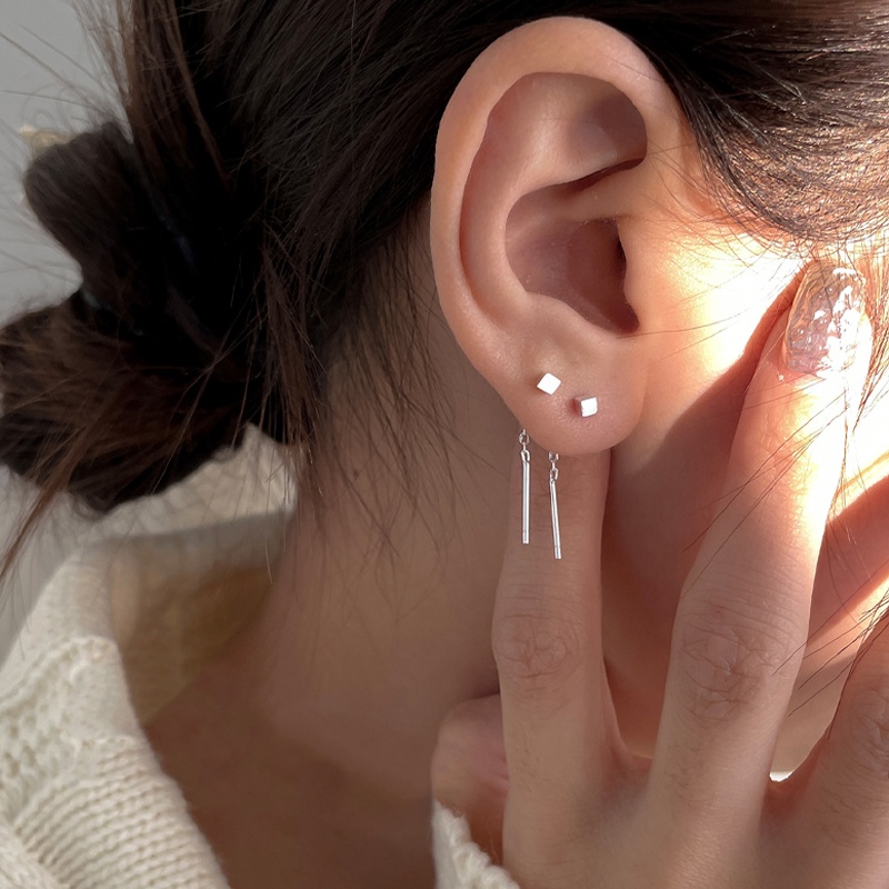 Papaozhu Sederhana Square Drop Earring Untuk Wanita Pria Trendi Geometris Stud Earrings Semua Pertandingan Aksesoris Telinga Daily