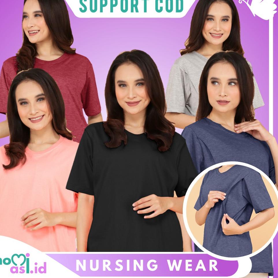 Recomended Momiasi - Baju Kaos Ibu Menyusui Wanita Busui Nursing Wear Lengan Pendek Jumbo Bukaan Bel
