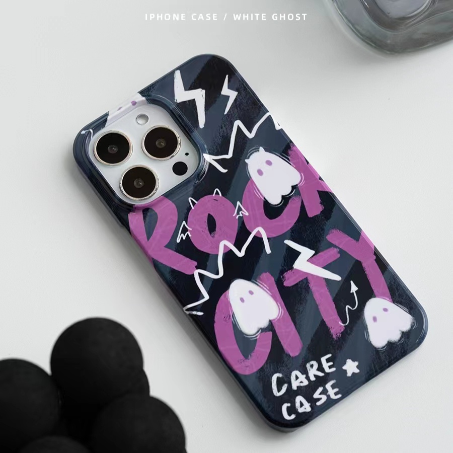 IPHONE Ins Pola Hantu Cocok Untuk Iphone14 14pro 14plus 13 13mini 13pro 13prm iPhone12 7Plus 8Plus Xr XS 13 12mini Pro Max TPU Empat Sudut Casing Ponsel Tahan Guncangan