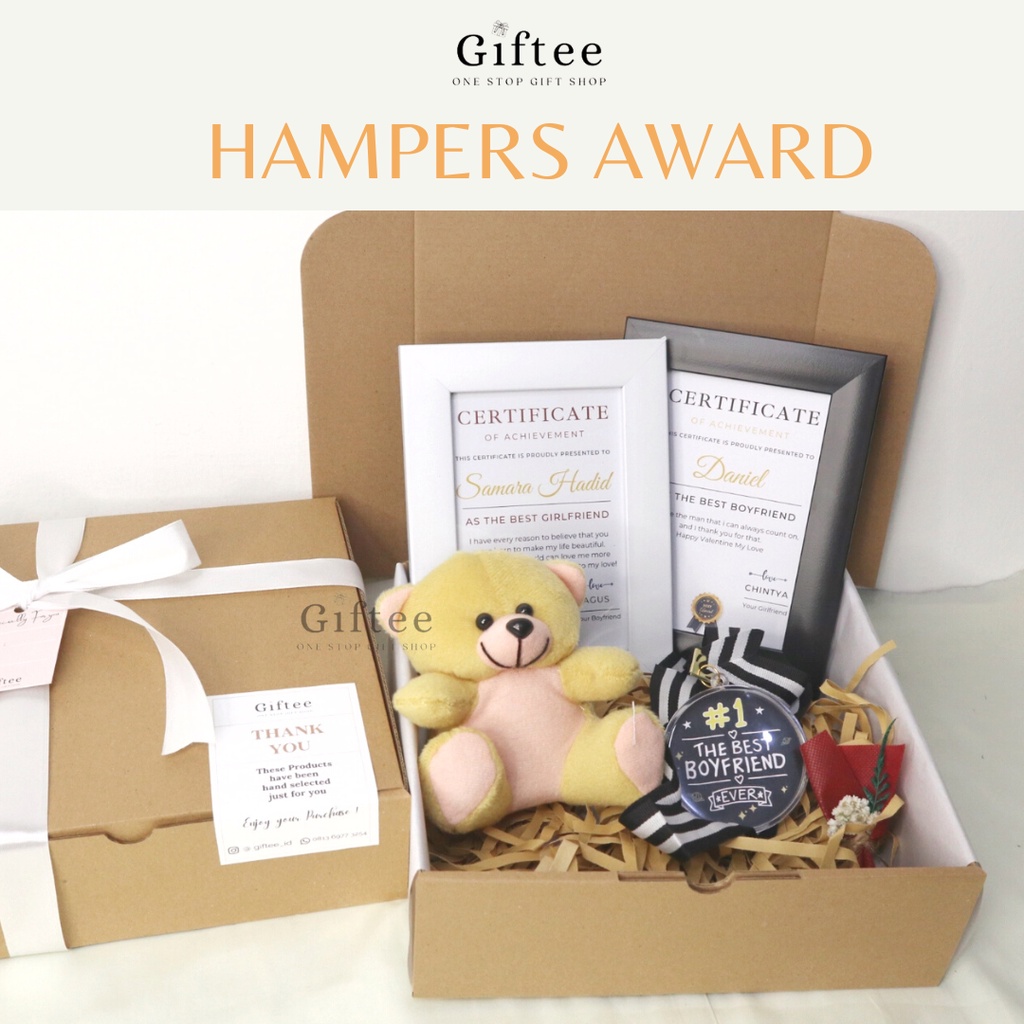 HAMPERS AWARD CUSTOM CERTIFICATE SERTIFIKAT KADO VALENTINE PIAGAM PENGHARGAAN PACAR TERBAIK MEDALI M