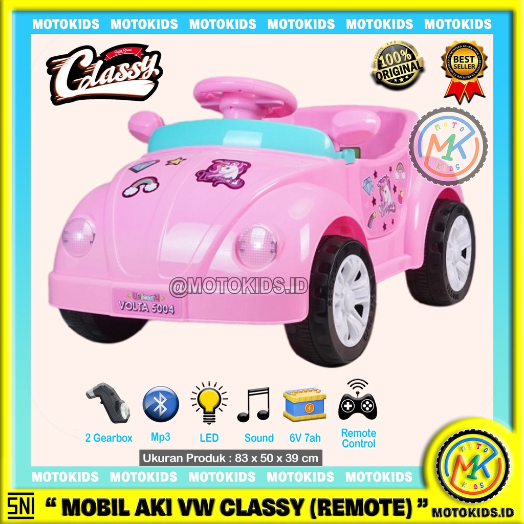 Mobil Aki Anak Model VW Beetle CLASSIC MOTOKIDS Classy 5004 Mobil Remote Anak Mobil Aki Murah