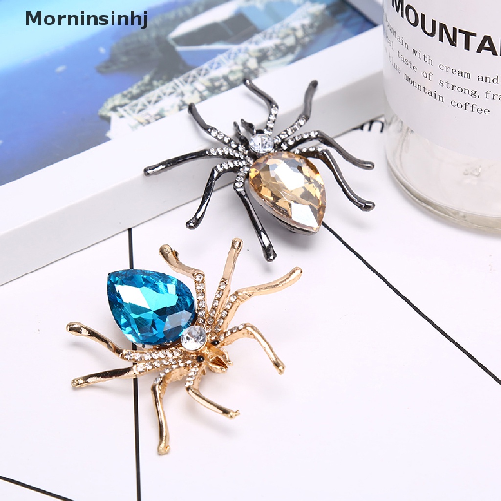 Mornin Fashion Lady Kristal Spider Pin Bros Dekorasi Korsase Lencana Perhiasan Hadiah id