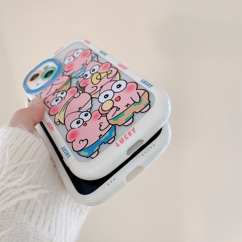 Puff Case iPhone 11 12 13 14 Pro Max 14 Plus Cute Patrick Star Spongebob Soft Phone Case Cartoon Anime Girls Fashion