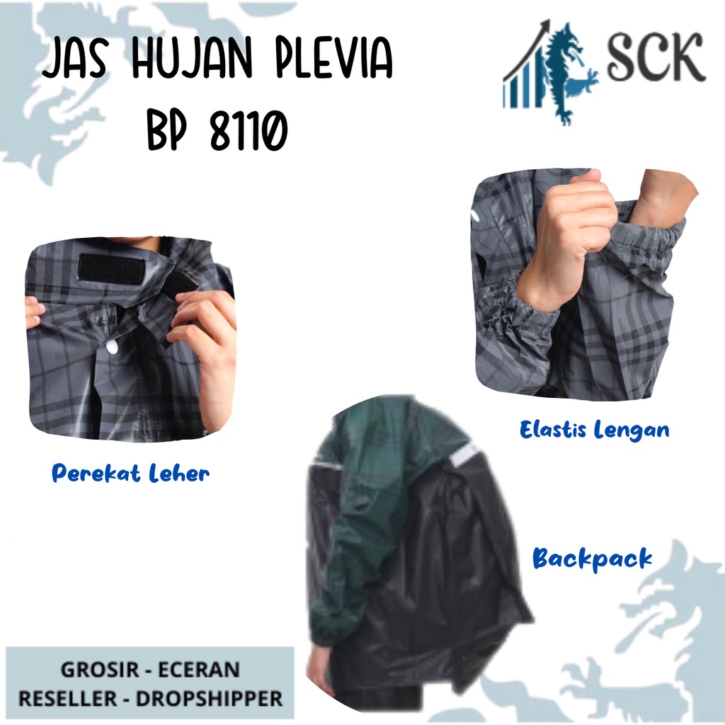 Jas Hujan PLEVIA 8110 Backpack Pria Wanita / Mantol Ransel Dewasa - sckmenwear GROSIR