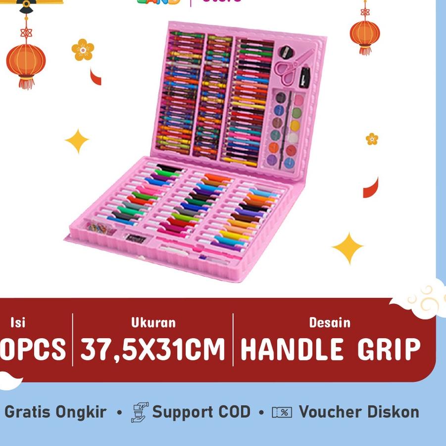 

COD⭐️Krayon Anak Set Koper 150 in 1 Crayon Full Alat Melukis Mewarnai Set KIDS LAND
