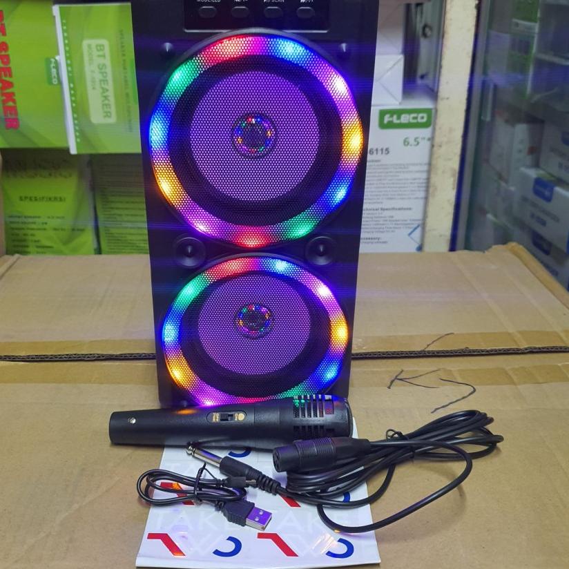 ➦ COD Speaker Bluetooth Fleco F 6582 LED Bonus Mic/Salon Fleco/Speaker Karaoke FLeco F-6582/Salon Bl