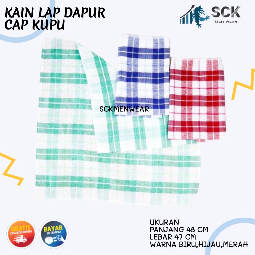 [ISI 3] Serbet CAP KUPU / KAIN LAP DAPUR MOTIF KOTAK KAIN KATUN - sckmenwear GROSIR