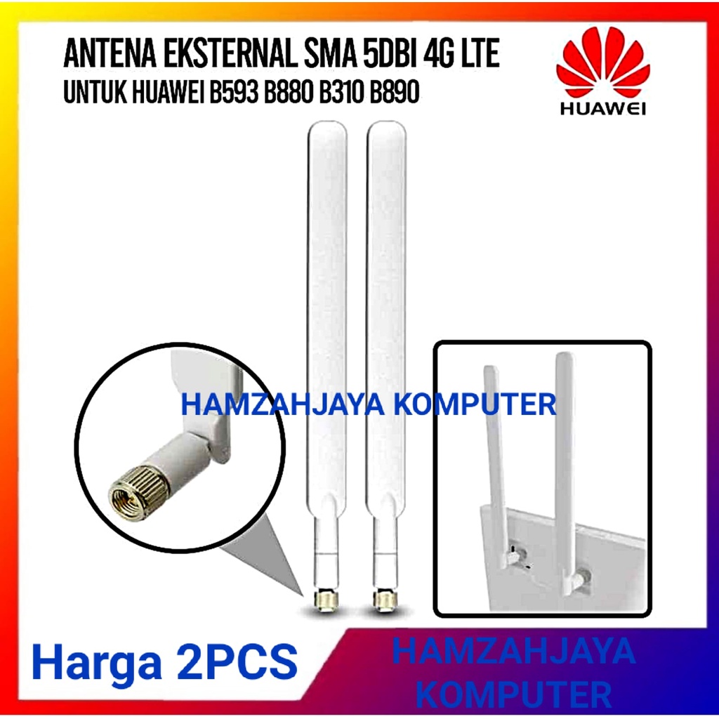 PUTIH 2pcs Antena Eksternal Penguat Sinyal SMA 5dBi 4G LTE for Modem Huawei B593 B880 B310 B890I
