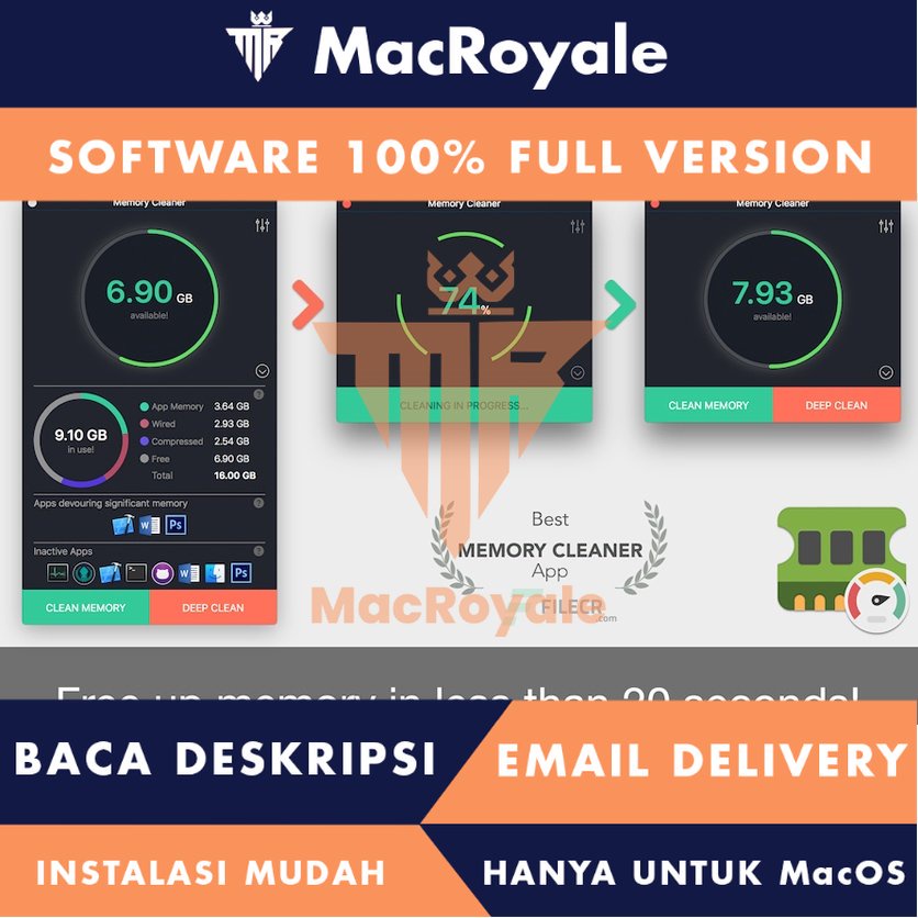 [MacOS] Memory Cleaner Freeup space Full Version Lifetime Full Garansi
