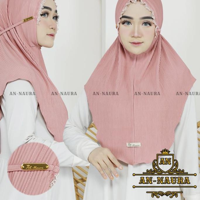 ♟ Jilbab plisket kerut renda tali jersey terbaru / bergo plisket renda kerut murah / hijab jersey pl