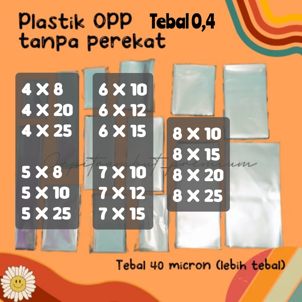 Plastik OPP Kaca Souvenir Aksesoris Tanpa Lem perekat tebal ukuran 4,5,6,7,8 berat 50,100 gram