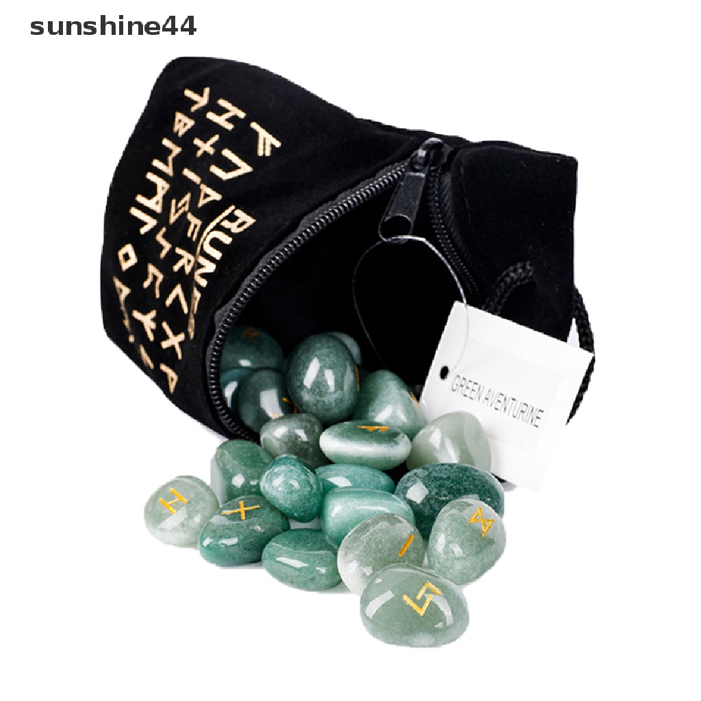 Sunshine Rune Stones Rune Stones With Storage Bag Penyihir Runes Set Batu Ramalan Kristal Alami Untuk Dowsing Meditasi Balancing ID