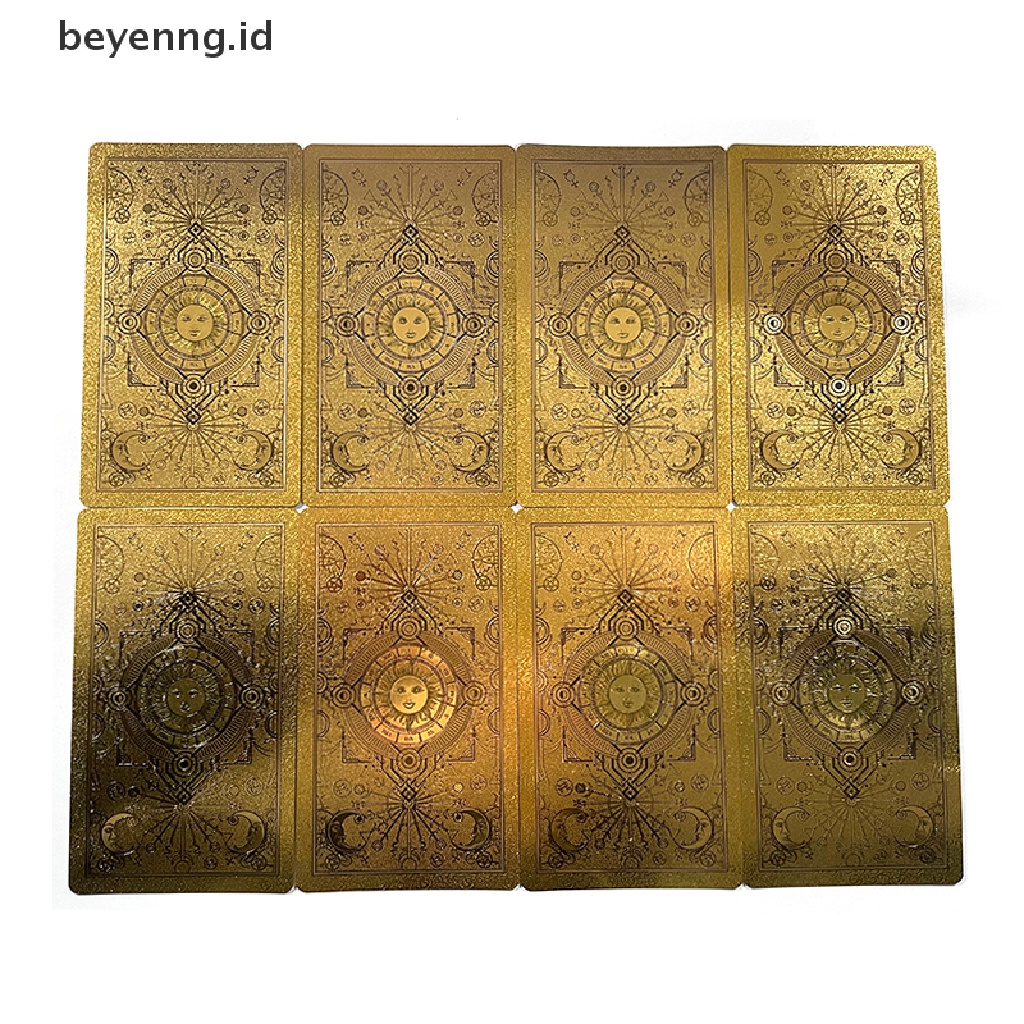 Beyen Paper Manual Gold Foil Tarot Brand Bronzing PVC Waterproof Wear-resistant Board Game Card Divination Oracle Card Language ID