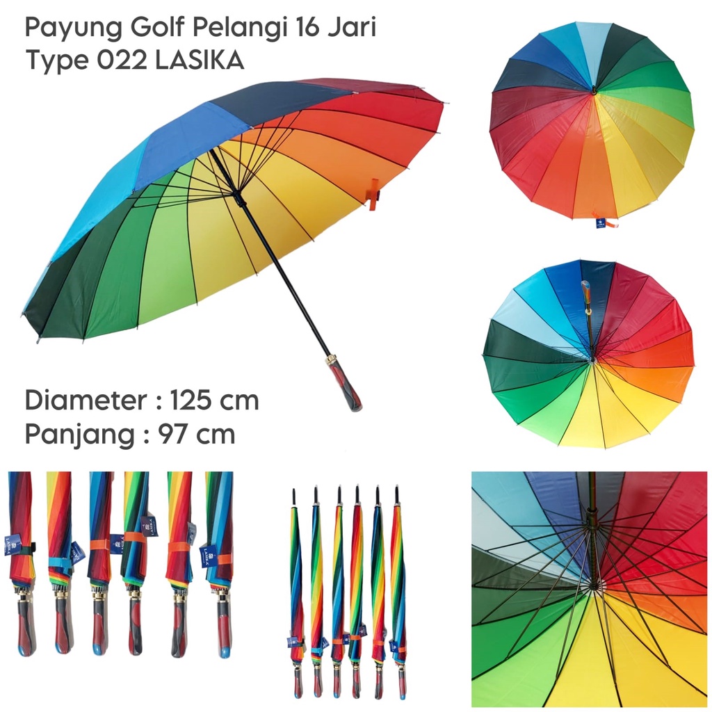 PAYUNG GOLF PELANGI 16 JARI BAHAN SUTRA 022 LASIKA
