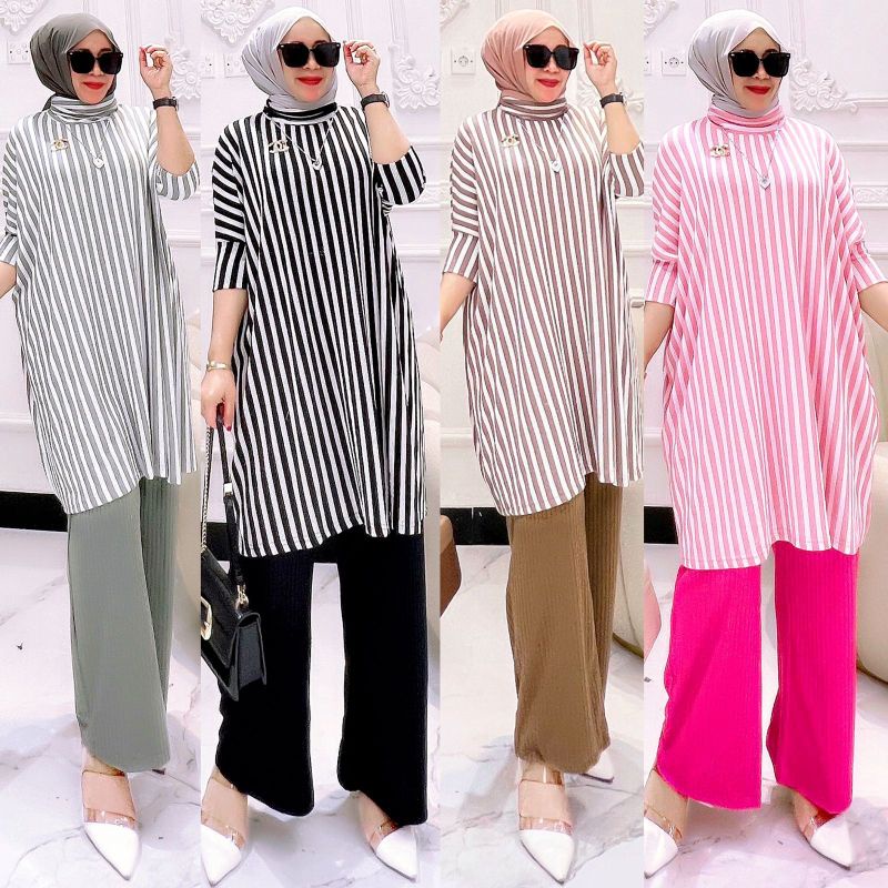 Uniqlo #2 Jumbo Set (Tunik LD150-180 pjng 85+Pants LP64-116 pjng 97) Knit rajut premium fit to XXXXL