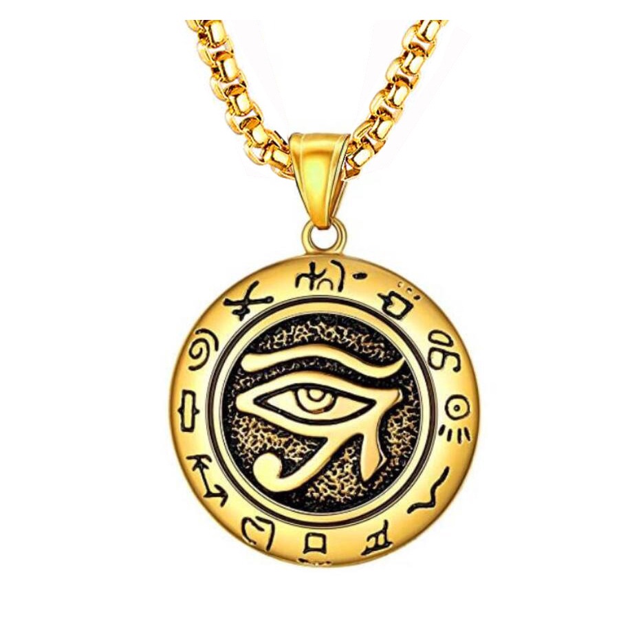 Kalung Rantai Dengan Liontin Mata Horus' S Eye | Kalung Bahan Stainless Steel | Kalung Rantai Klavikula Bahan Titanium Steel | Kalung Rantai Dengan Liontin Untuk Pria / Wanita