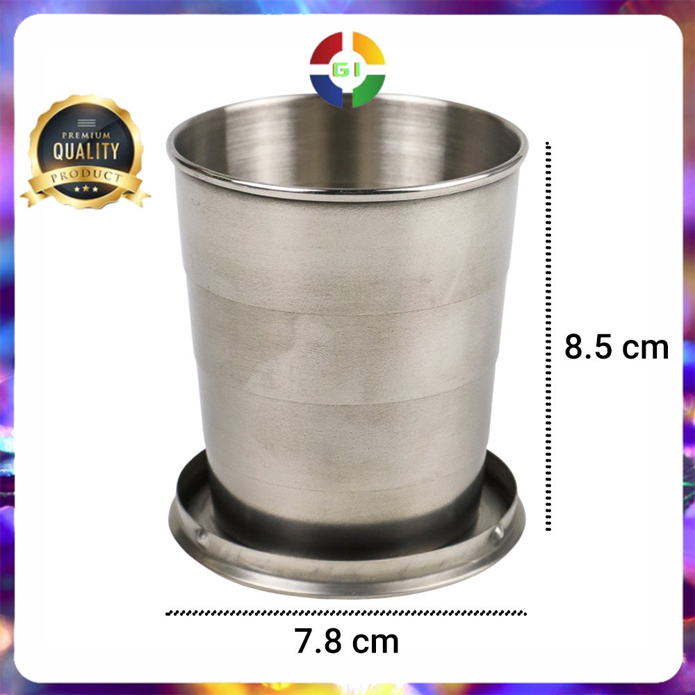 Gelas Lipat Camping Serbaguna 240ML Stainless