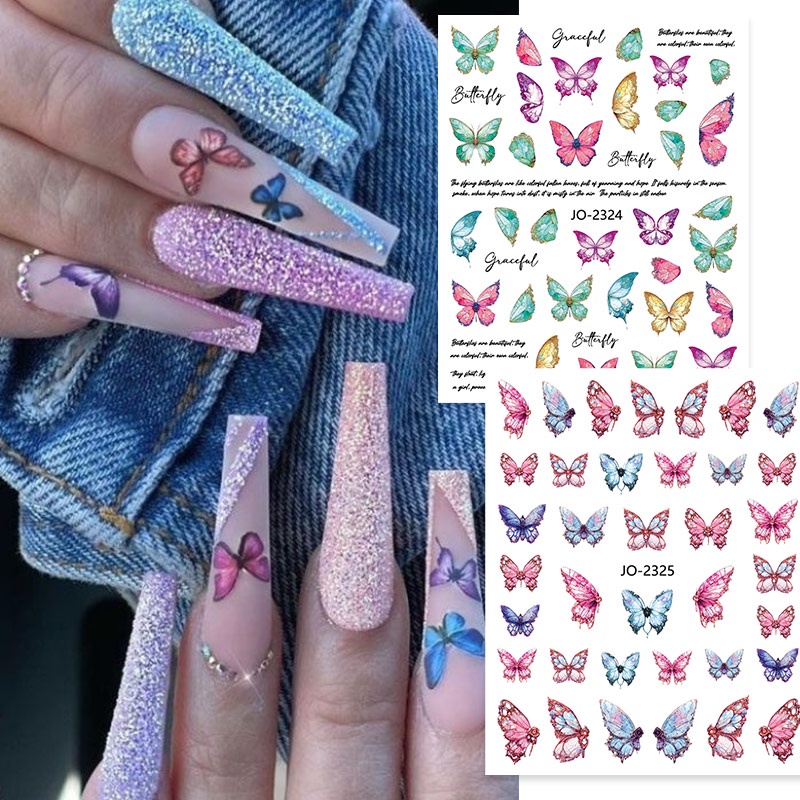 Stiker Nail Art 3D Garis Geometris Bunga