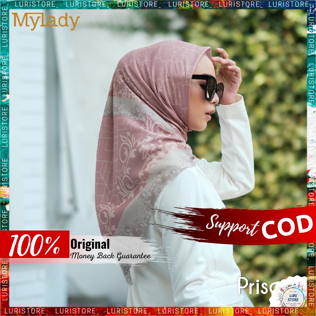 KERUDUNG MY LADY ORI PRISCA Hijab Jilbab Segi Empat Segiempat Voal Motif Mylady Terbaru
