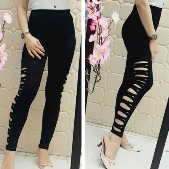 »hvg❀  Celana Legging Sobek Samping / Legging Wanita Dewasa / Legging Sobek banyak