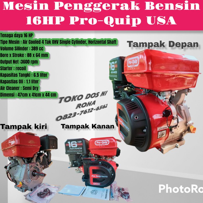 Mesin Penggerak Serbaguna 16Hp Qx-390 Bensin Putaran Cepat 3600Rpm