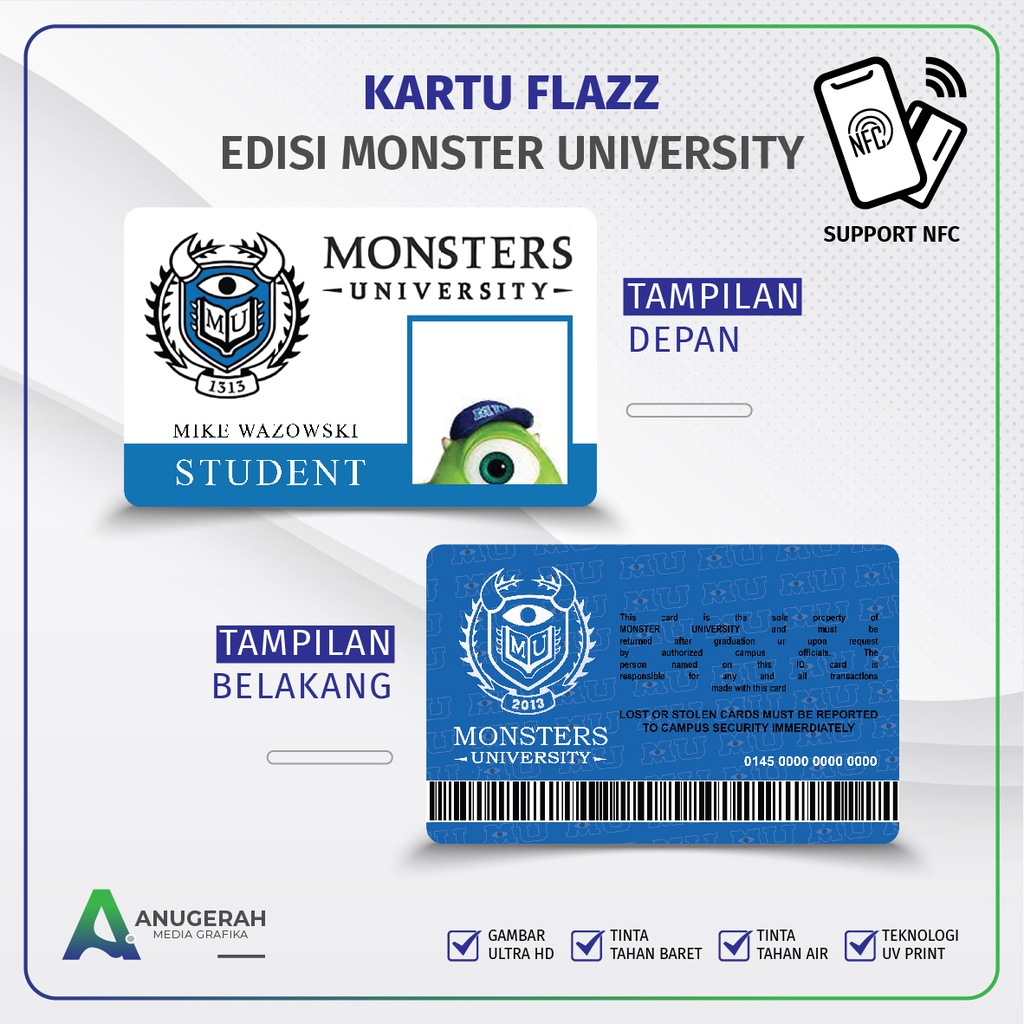 Kartu E-toll Flazz BCA Emoney Brizzi BNI Tapcash Edisi Monster University