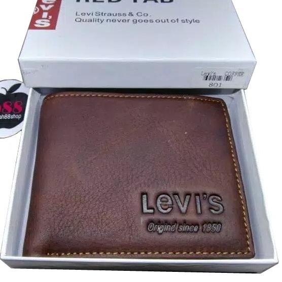 ☁ Dompet Kulit Pria Import Levis 801 Polos Lipat Original Genuine Leather DompetPria Dompetkulit ➢
