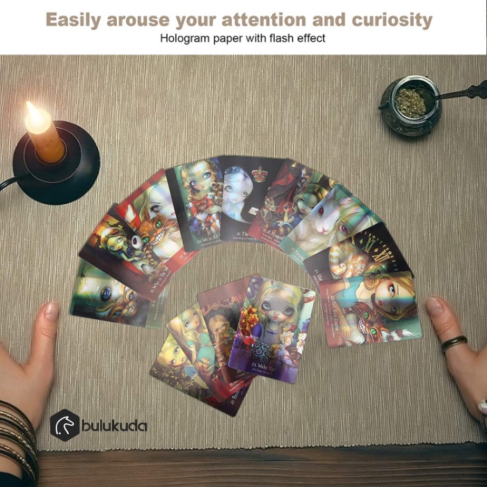 Alice The Wonderland Oracle Cards for Beginners - 45Pcs Hologram Paper English Version Fate Divination Tarot