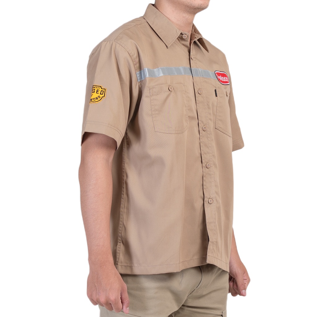WORKSHIRT SHORT KEMEJA KERJA REFLEKTOR PATCH LENGAN PENDEK BY ENGINEER WORKWEAR