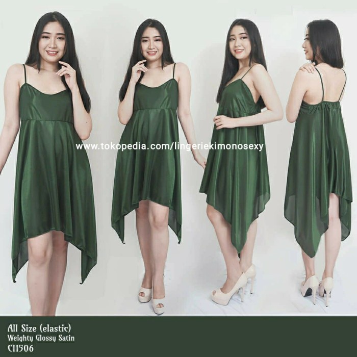 fashion wanita dress panjang daster baju tidur wanita Sexy hijau