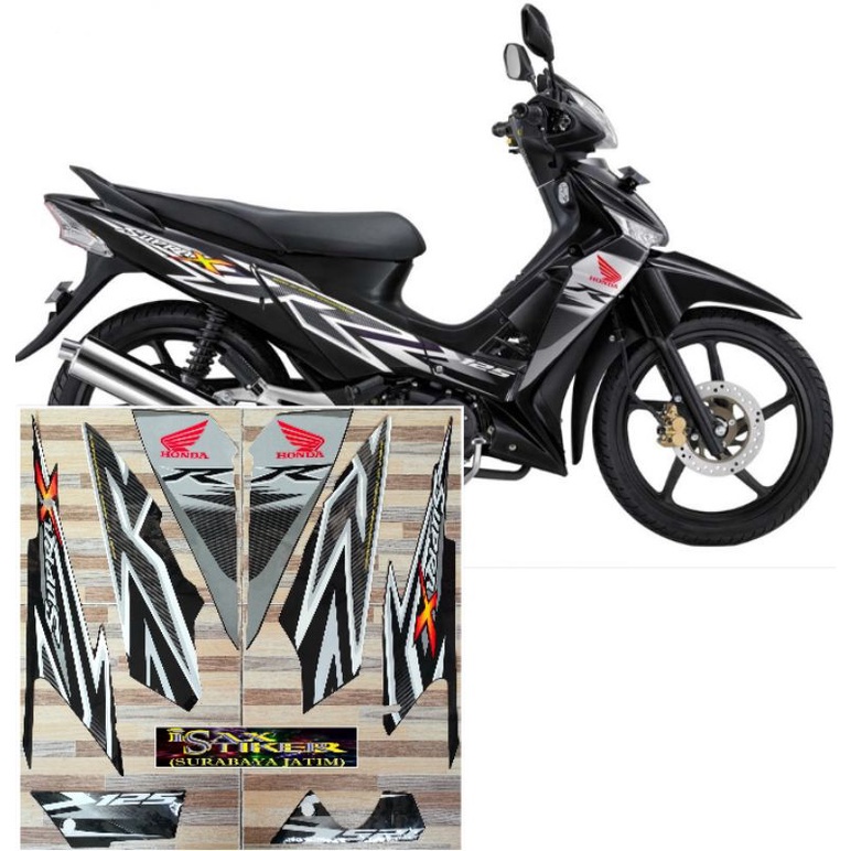 striping original Honda Supra X 125 R cw abu abu hitam tahun 2012