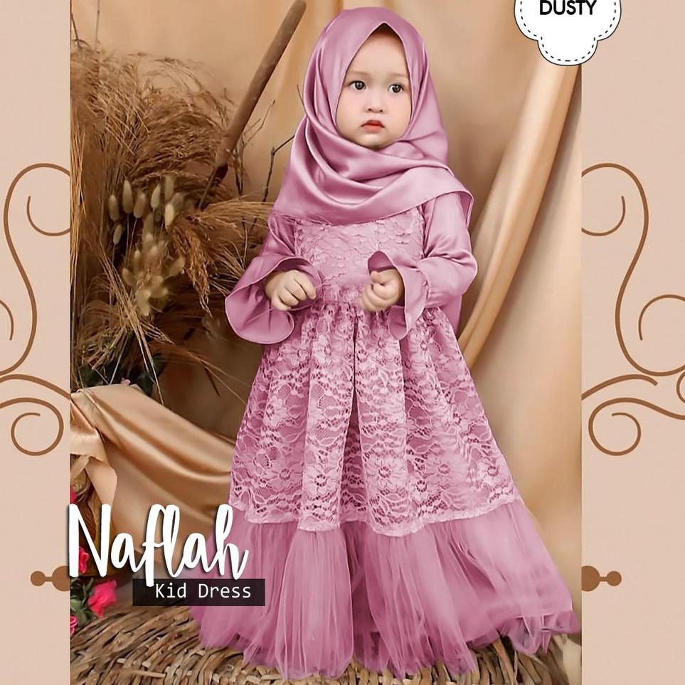 ☑ GAMIS SYARI ANAK PEREMPUAN BROKAT SATIN TILE NAFLAH | MAXI DRESS PANJANG FASHION MUSLIM CEWEK BRUK