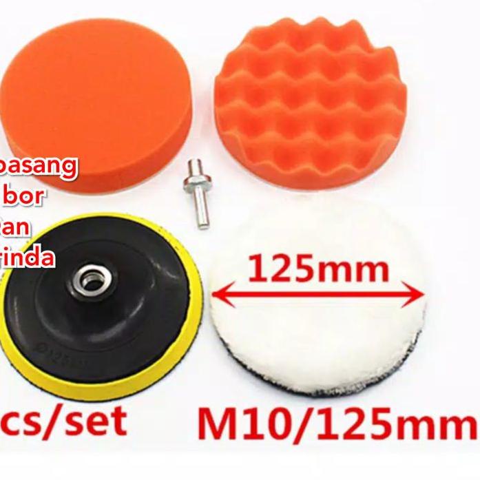 ☑ busa poles set 5 inch isi 5 pcs wol poles busa spon pad poles 5 inchi aksesoris mesin poles ○