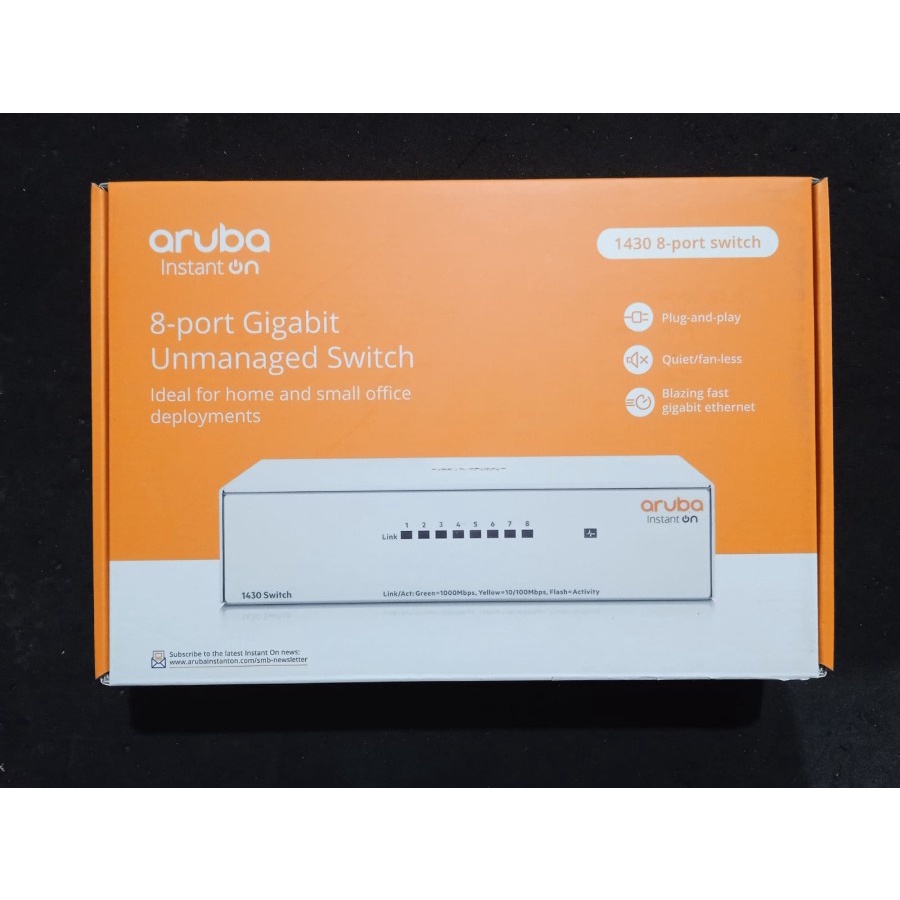 HP R8R45A Aruba Instant On 1430-8G 8-Port Gigabit Unmanaged Switch GARANSI RESMI | Pengganti type JH329A