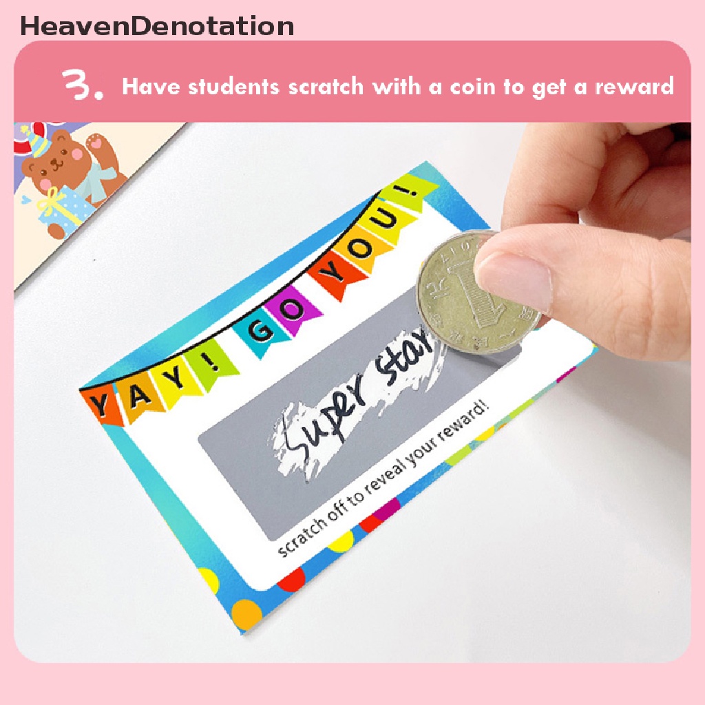 [HeavenDenotation] 20pcs/set Cratoon Handtulis Interaktif Kartu Goresan Kartu Undian Keberuntungan Untuk Anak-Anak HDV