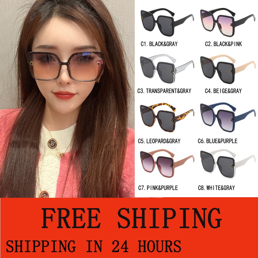 [IN Stock] Kacamata Fashion Wanita Kacamata Plastik Murah Bingkai Persegi Sunglasses Anti-Radiasi UV400